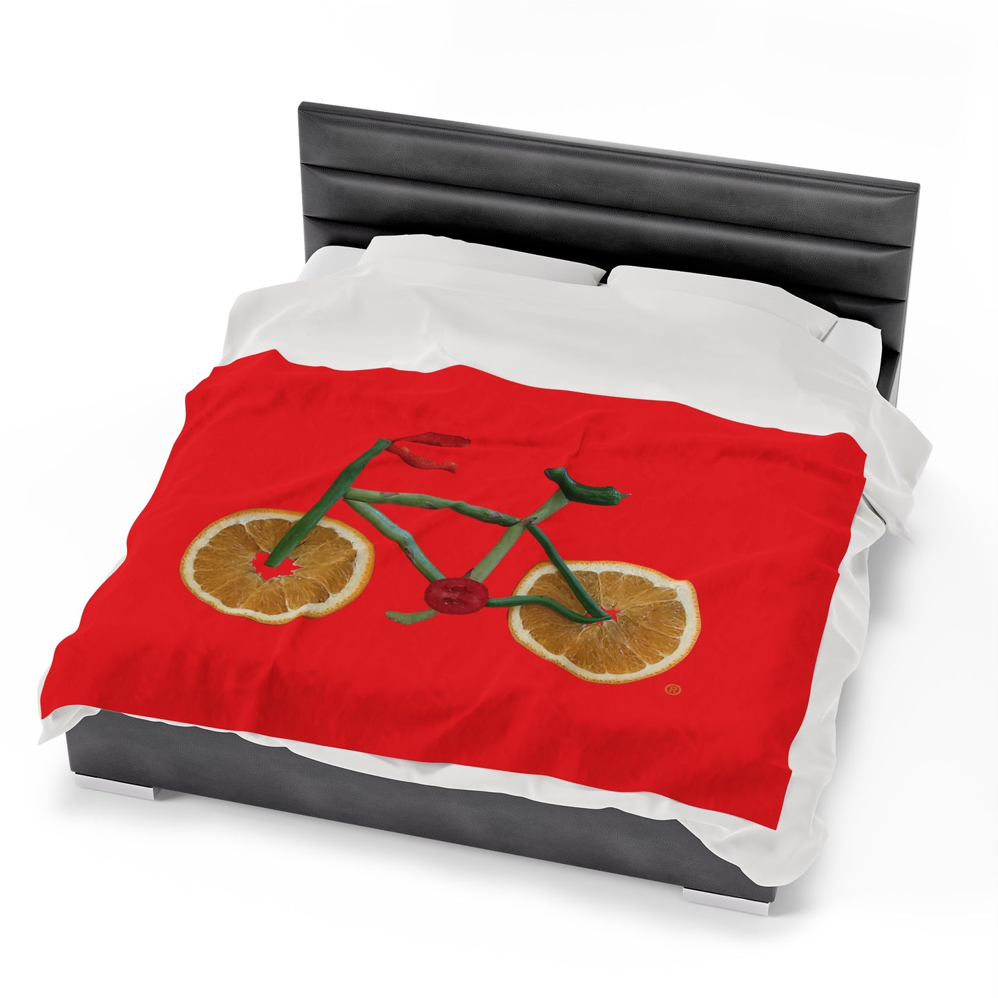 Blanket Velveteen Plush - Veggie Bike (red)