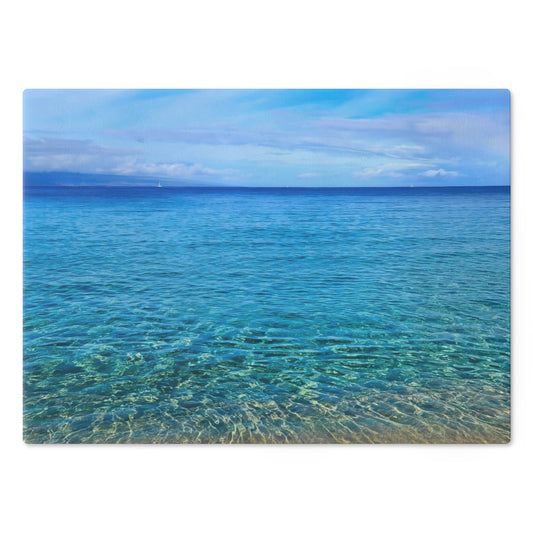 Cutting Board (glass) - Ocean around island of Maui
