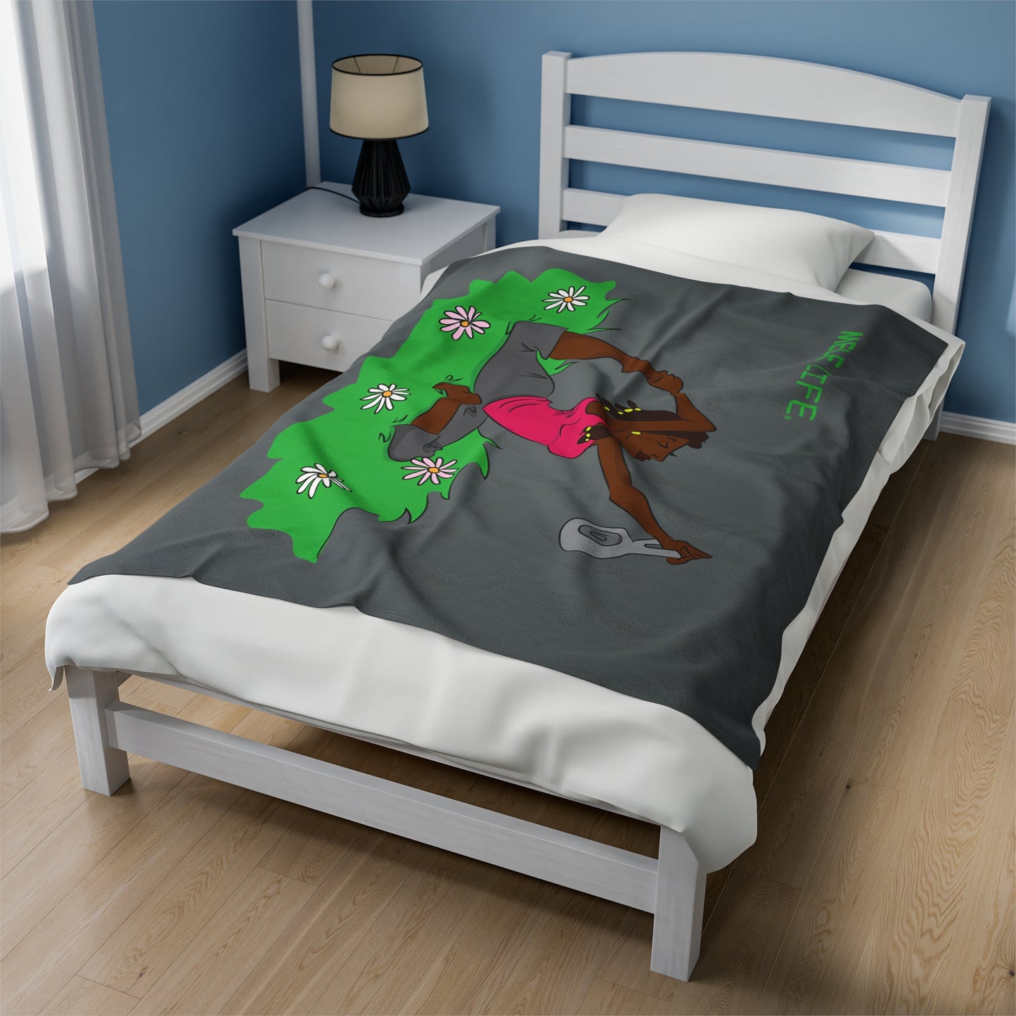 Blanket Velveteen Plush - Yoga Lady 2 (dark grey)