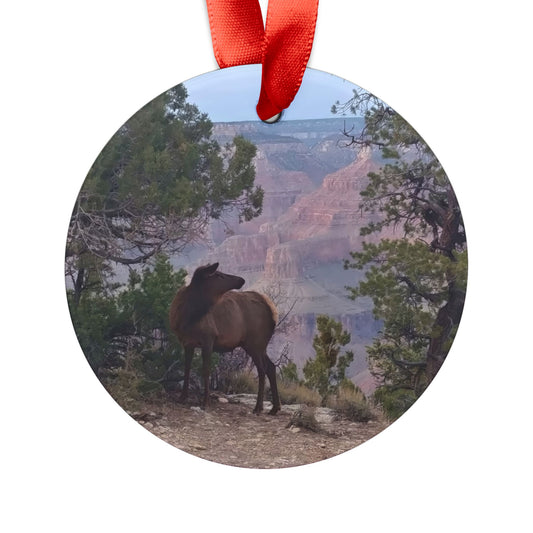 Holiday Acrylic Ornament - Elk at rim of Grand Canyon