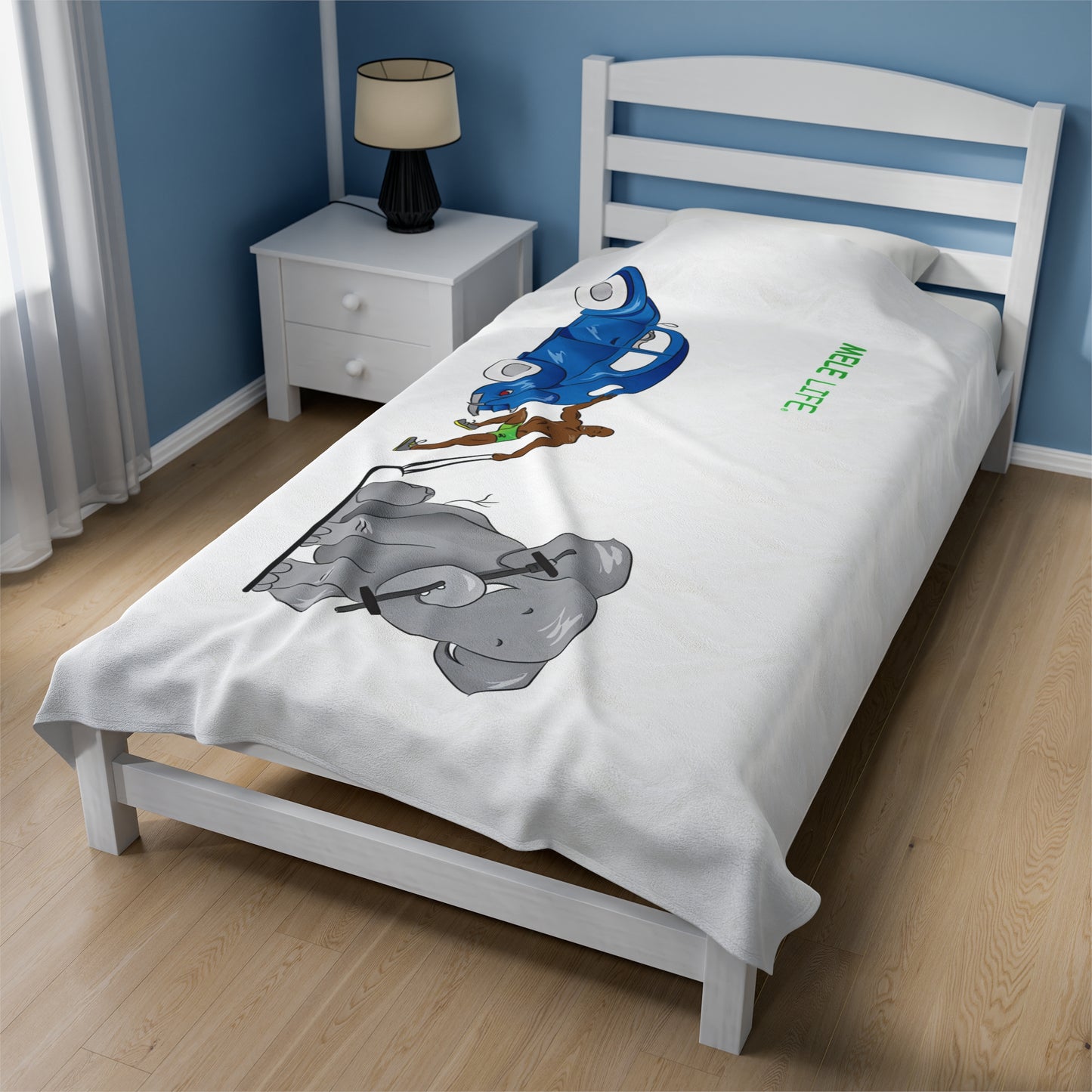 Blanket Velveteen Plush - Strong Black Man (white)