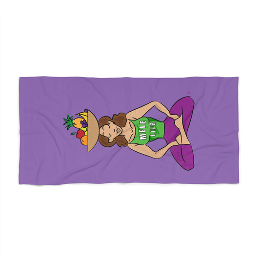 Beach, Bath & Pool Towel - Yoga Lady1 (purple)