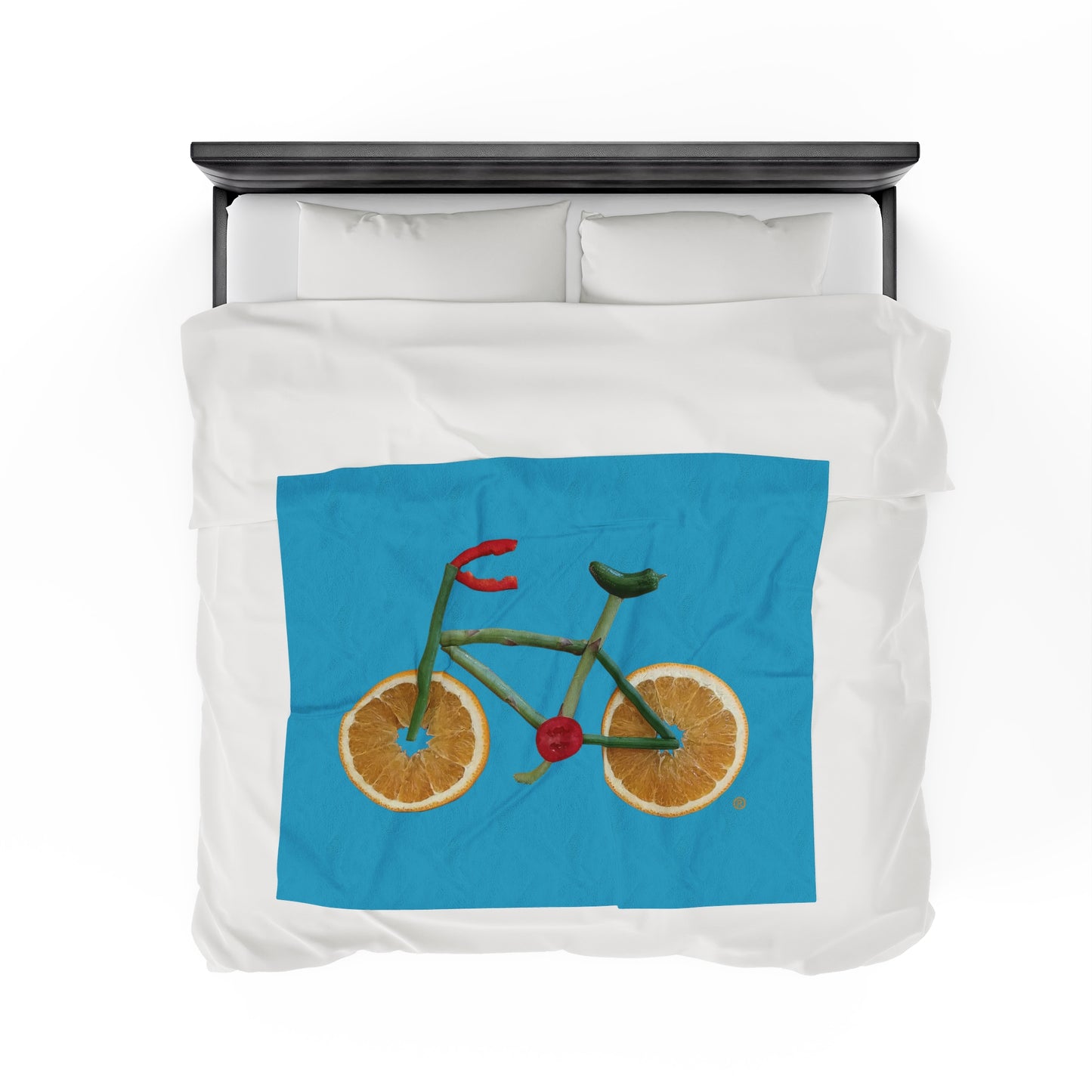 Blanket Velveteen Plush - Veggie Bike (turquoise)