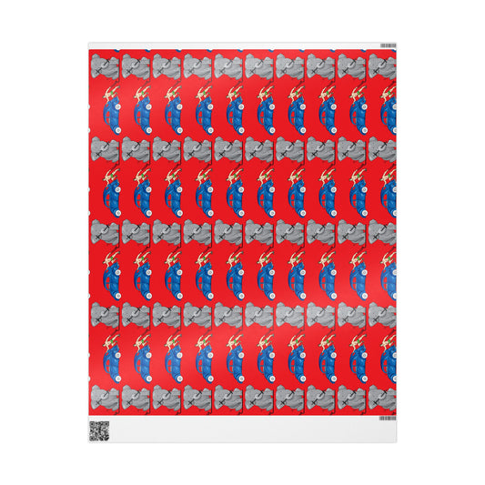 Wrapping Paper - Strong white man (red paper)