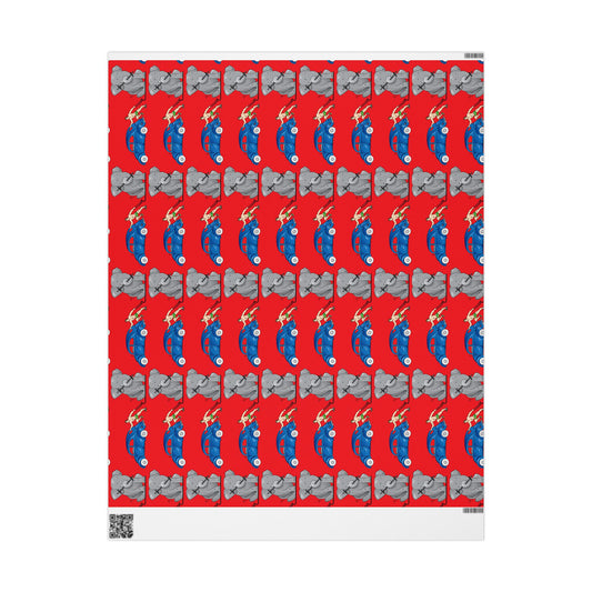 Wrapping Paper - Strong white man (red paper)