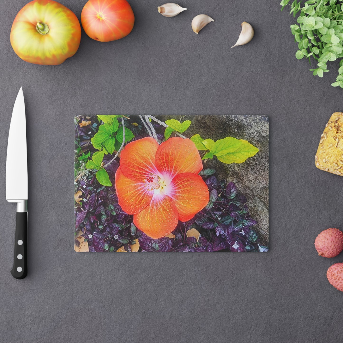 Cutting Board (glass) - Hibiscus Flower in Kauai