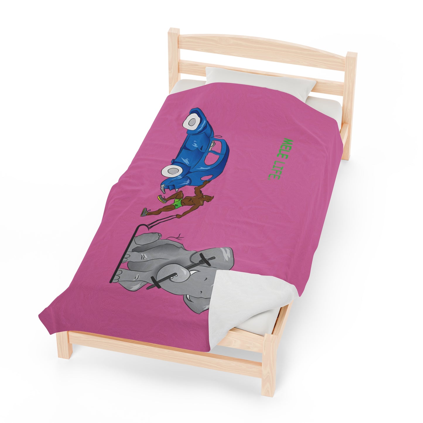 Blanket Velveteen Plush - Strong Black Man (light pink)