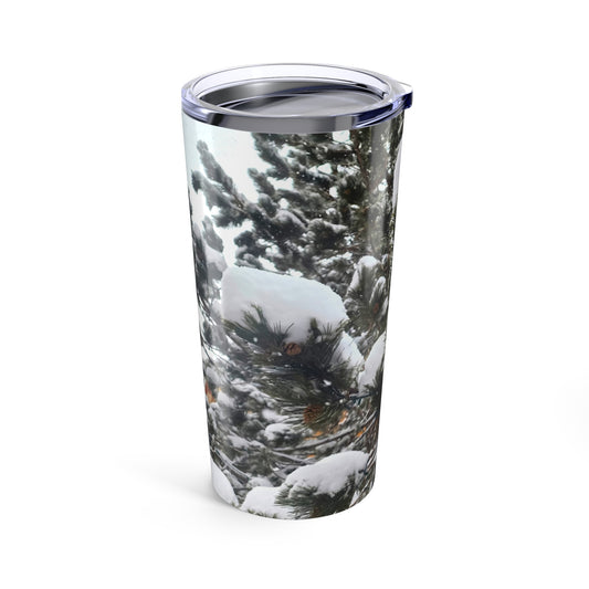 Tumbler (20oz) - Pine Cones with snow