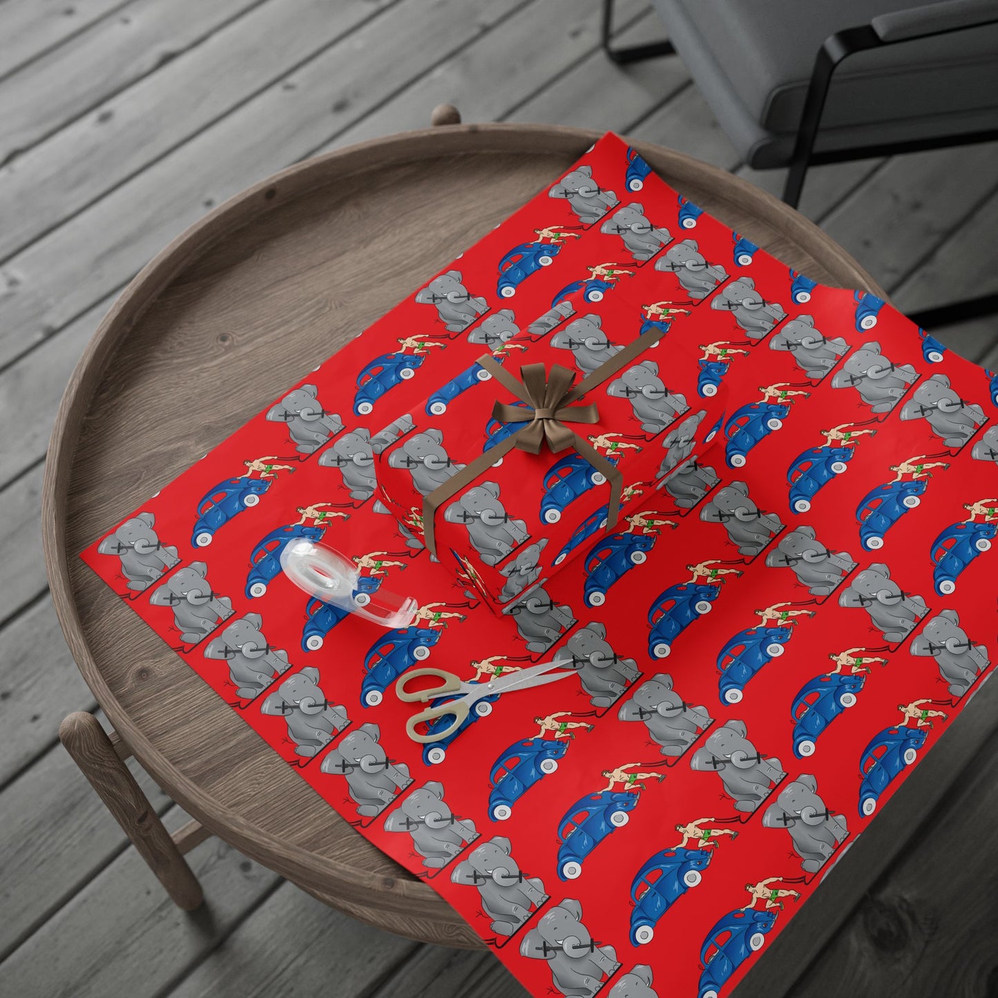 Wrapping Paper - Strong white man   (red paper)
