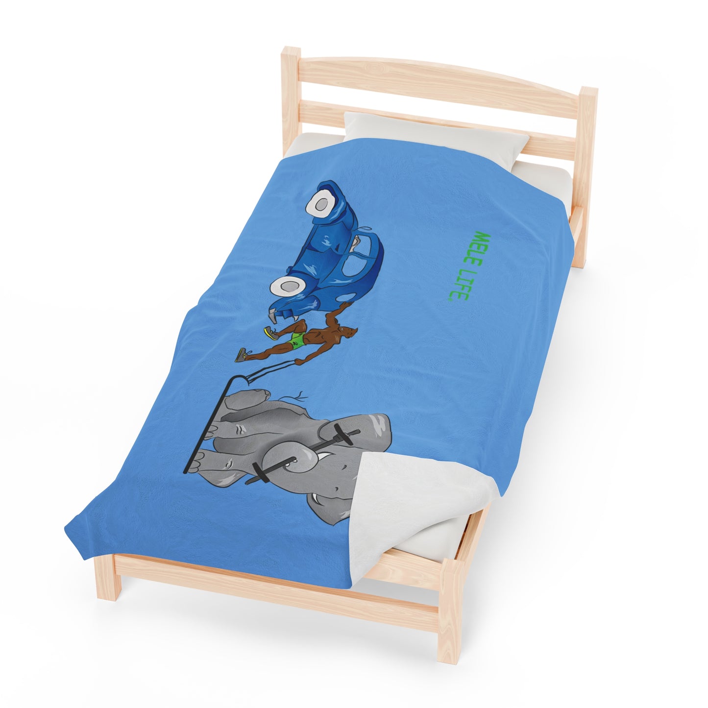 Blanket Velveteen Plush - Strong Black Man (light blue)