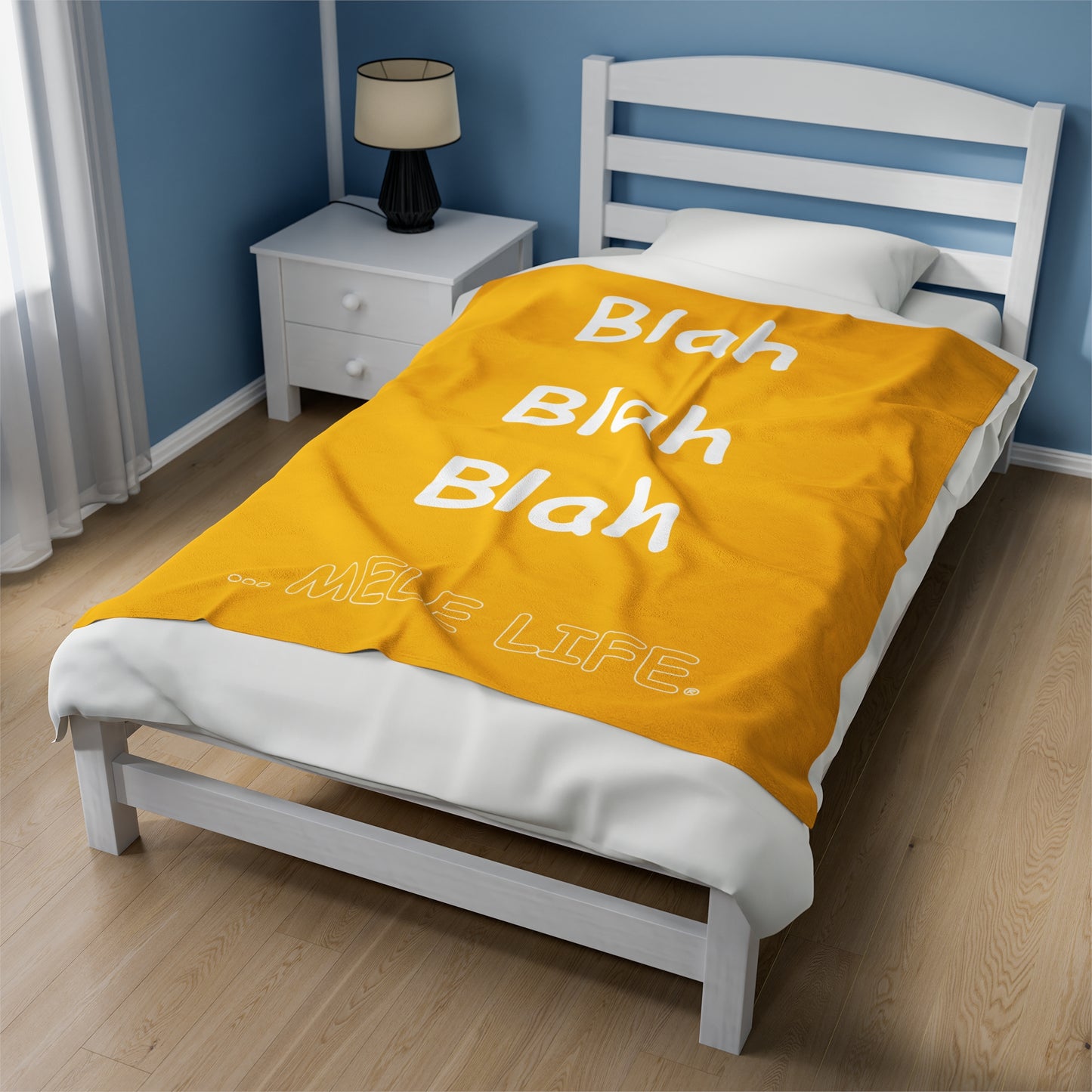 Blanket Velveteen Plush - Blah Blah Blah (yellow)