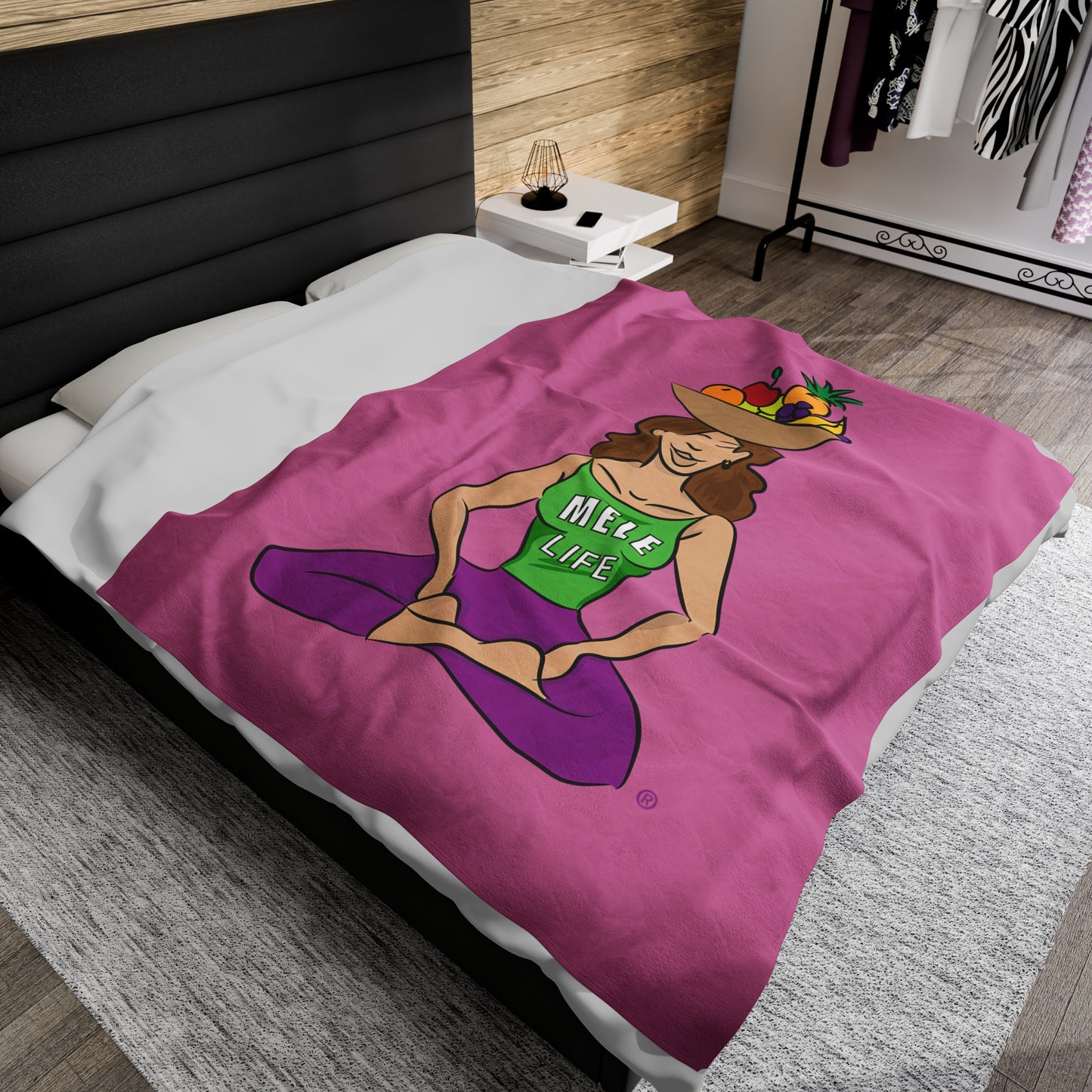 Blanket Velveteen Plush - Yoga Lady 1 (pink)