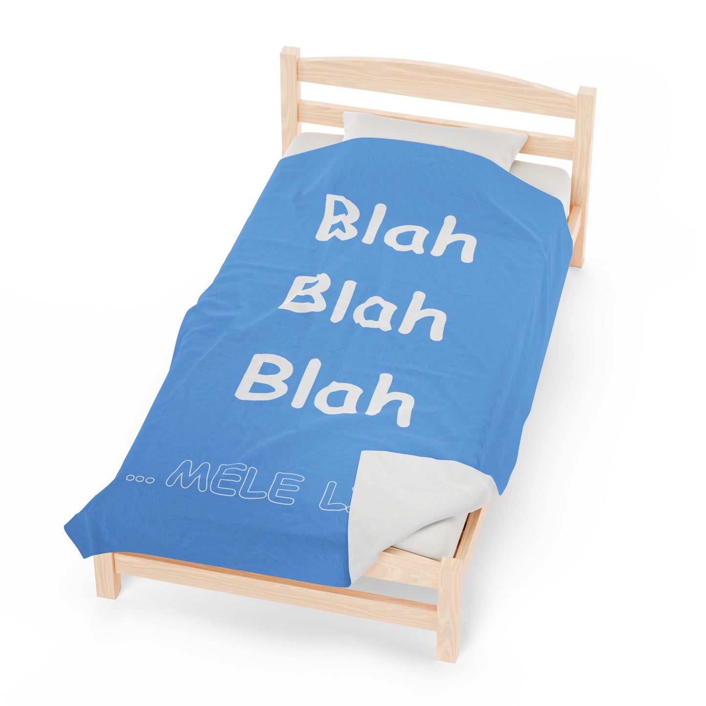 Blanket Velveteen Plush - Blah Blah Blah (light blue)