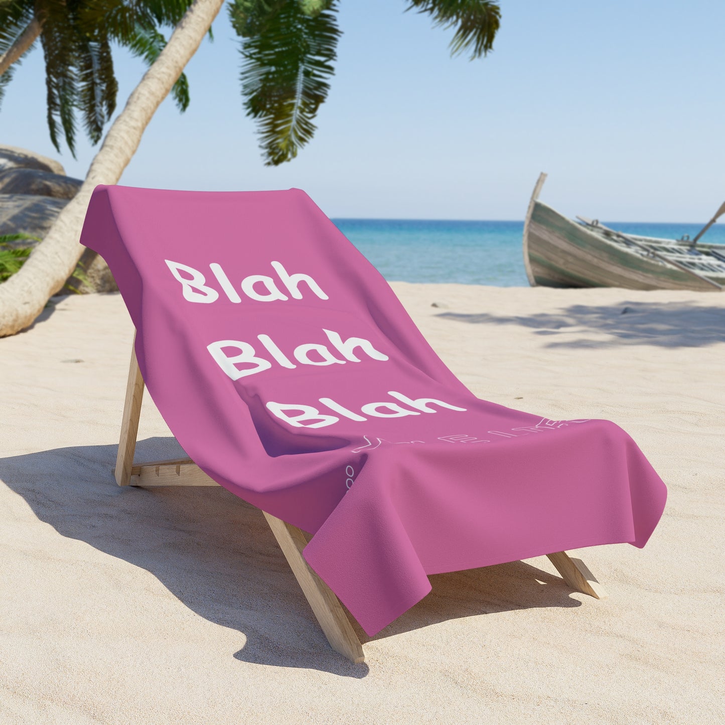 Beach, Bath & Pool Towel - Blah Blah Blah (pink)