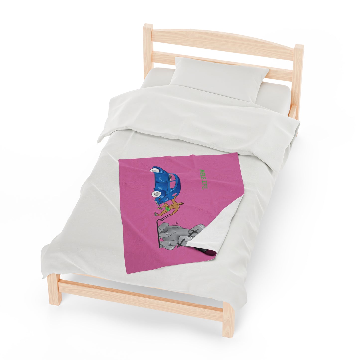 Blanket Velveteen Plush - Strong Brown Man (pink)