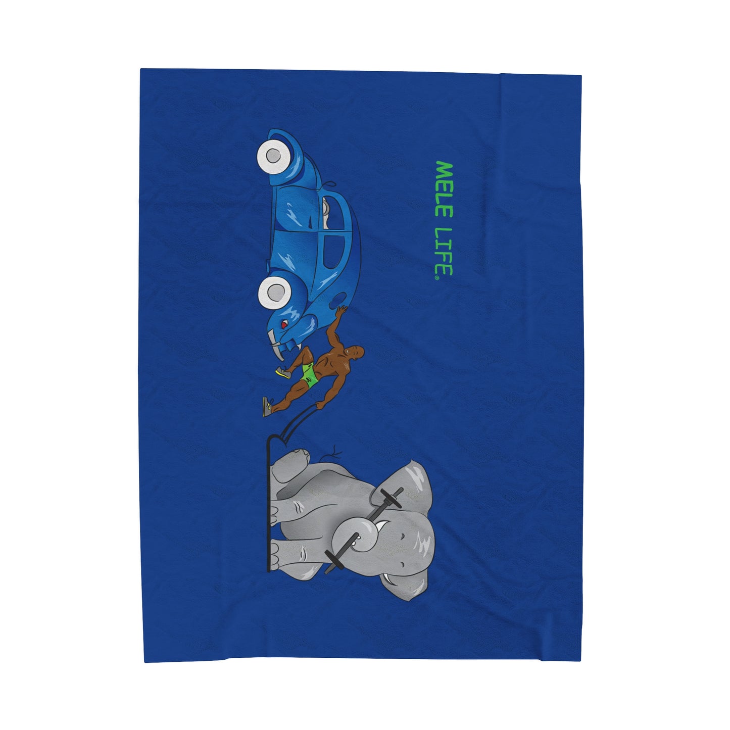 Blanket Velveteen Plush - Strong Black Man (dark blue)