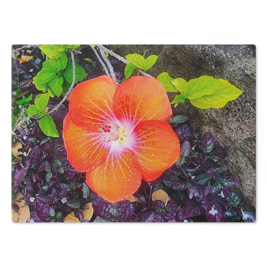 Cutting Board (glass) - Hibiscus Flower in Kauai