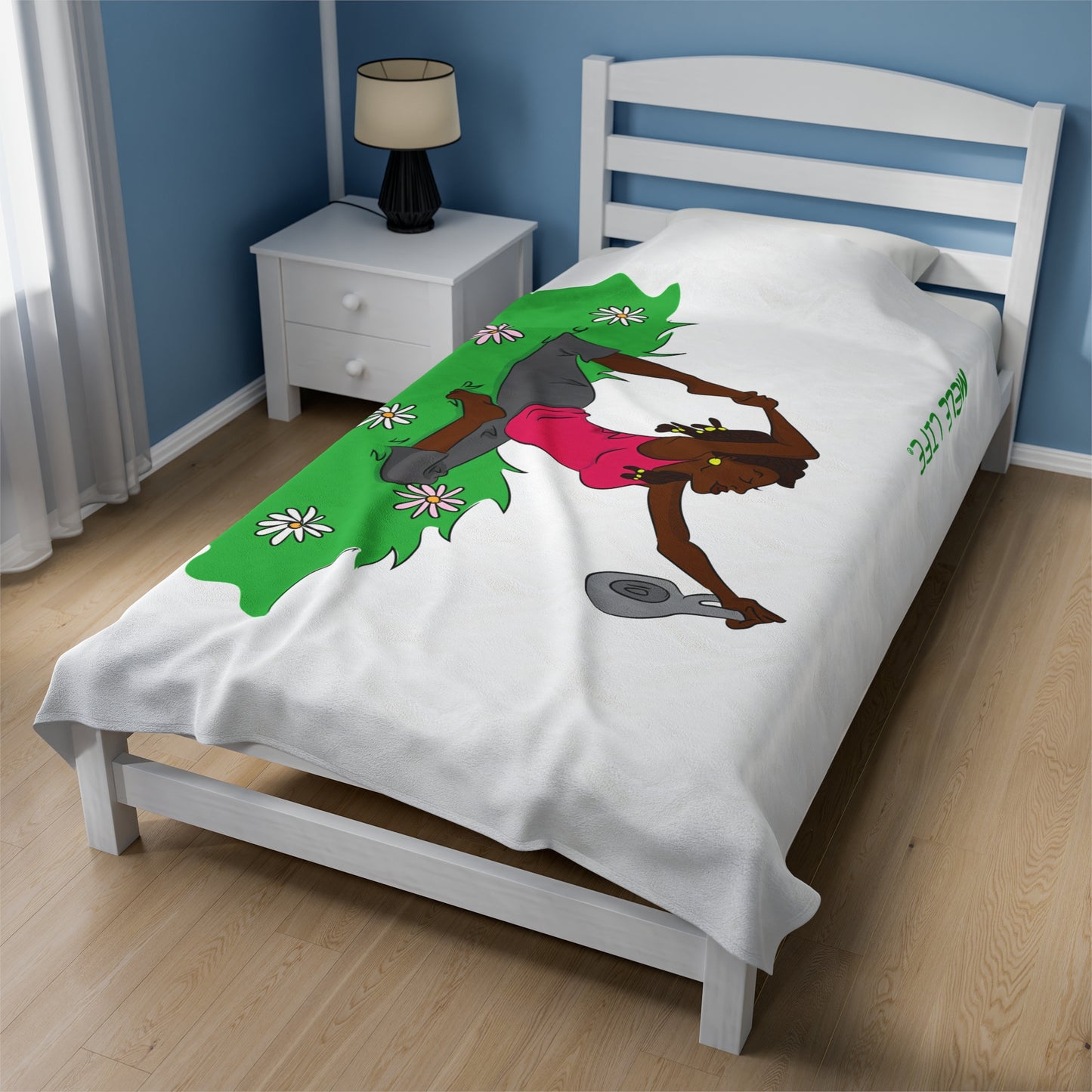 Blanket Velveteen Plush - Yoga Lady 2 (white)