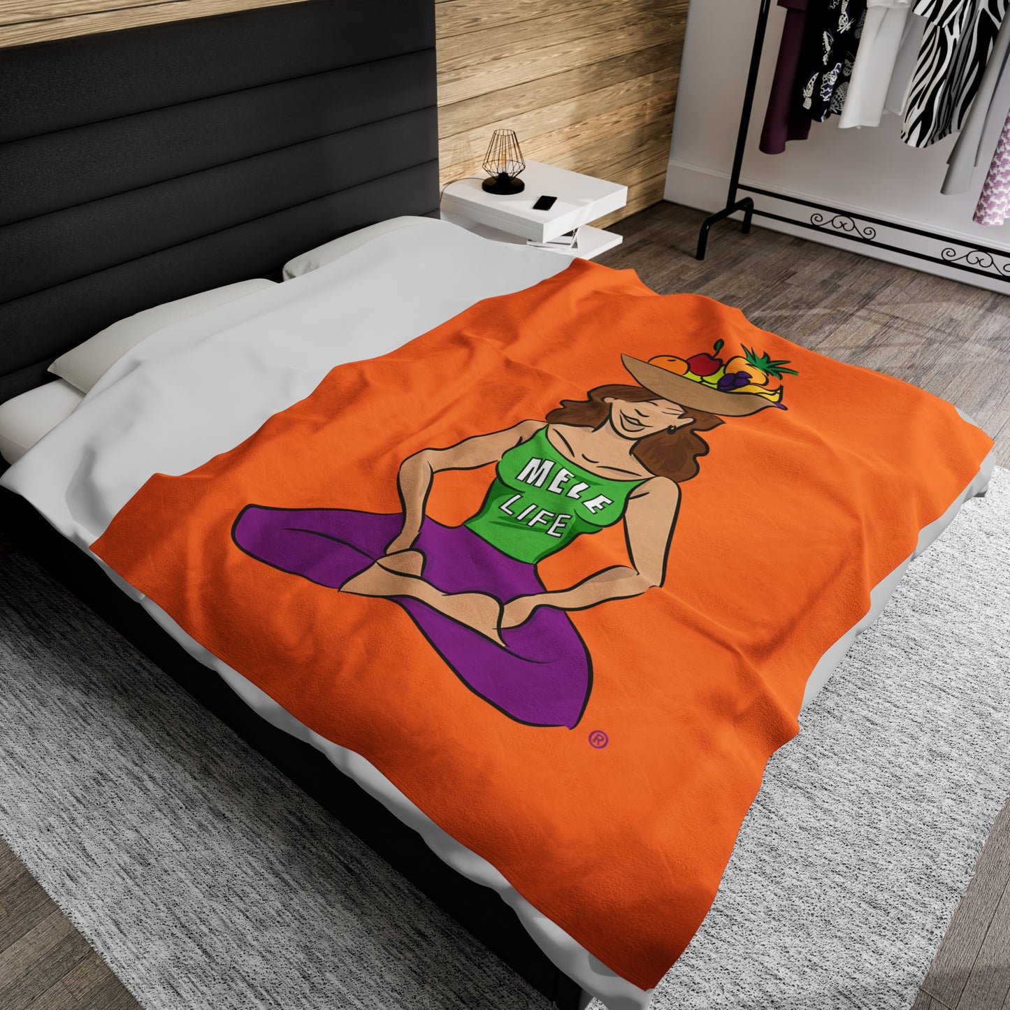 Blanket Velveteen Plush - Yoga Lady 1 (orange)