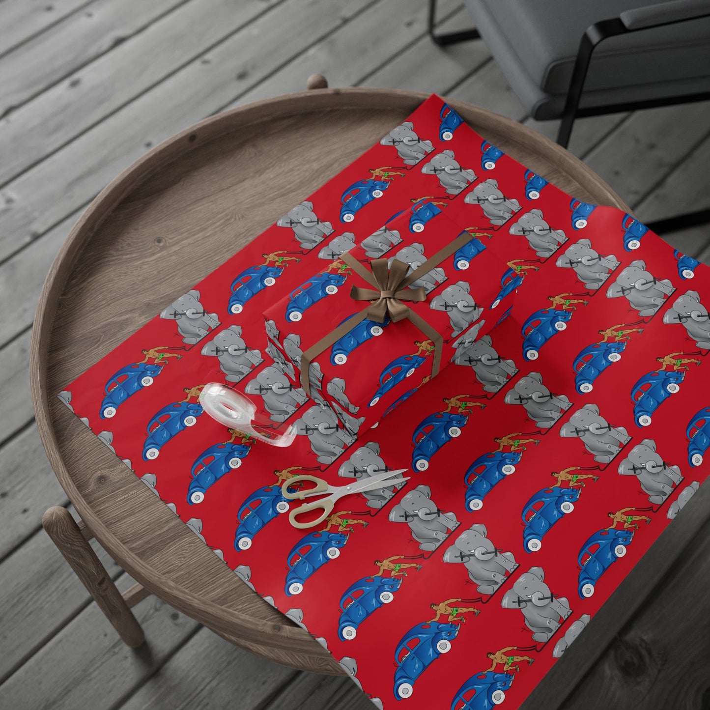 Wrapping Paper - Strong brown man (red paper)