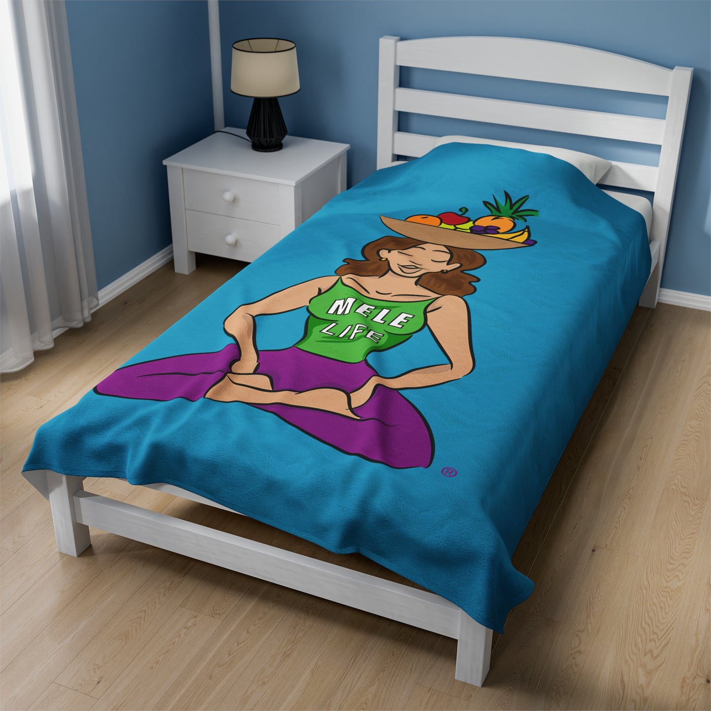 Blanket Velveteen Plush - Yoga Lady 1 (turquoise)