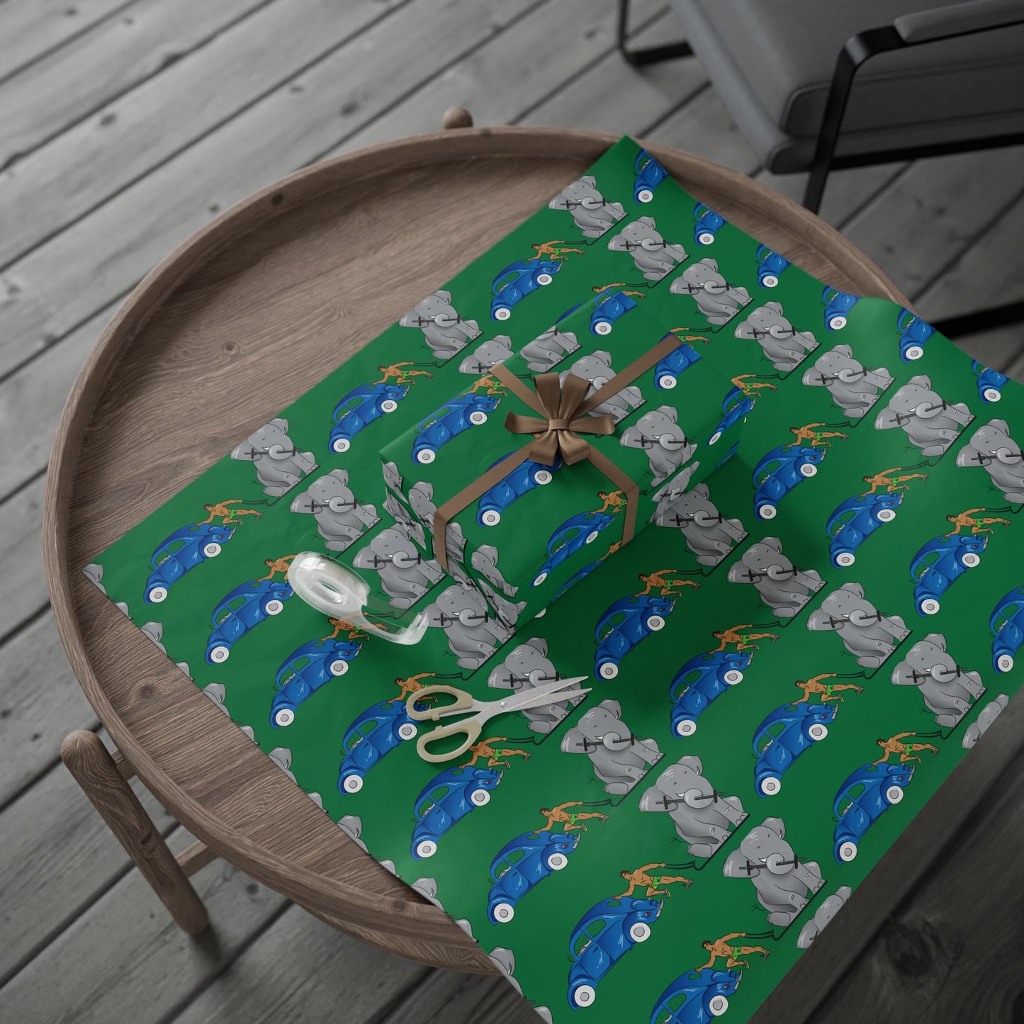 Wrapping Paper - Strong brown man   (green paper)