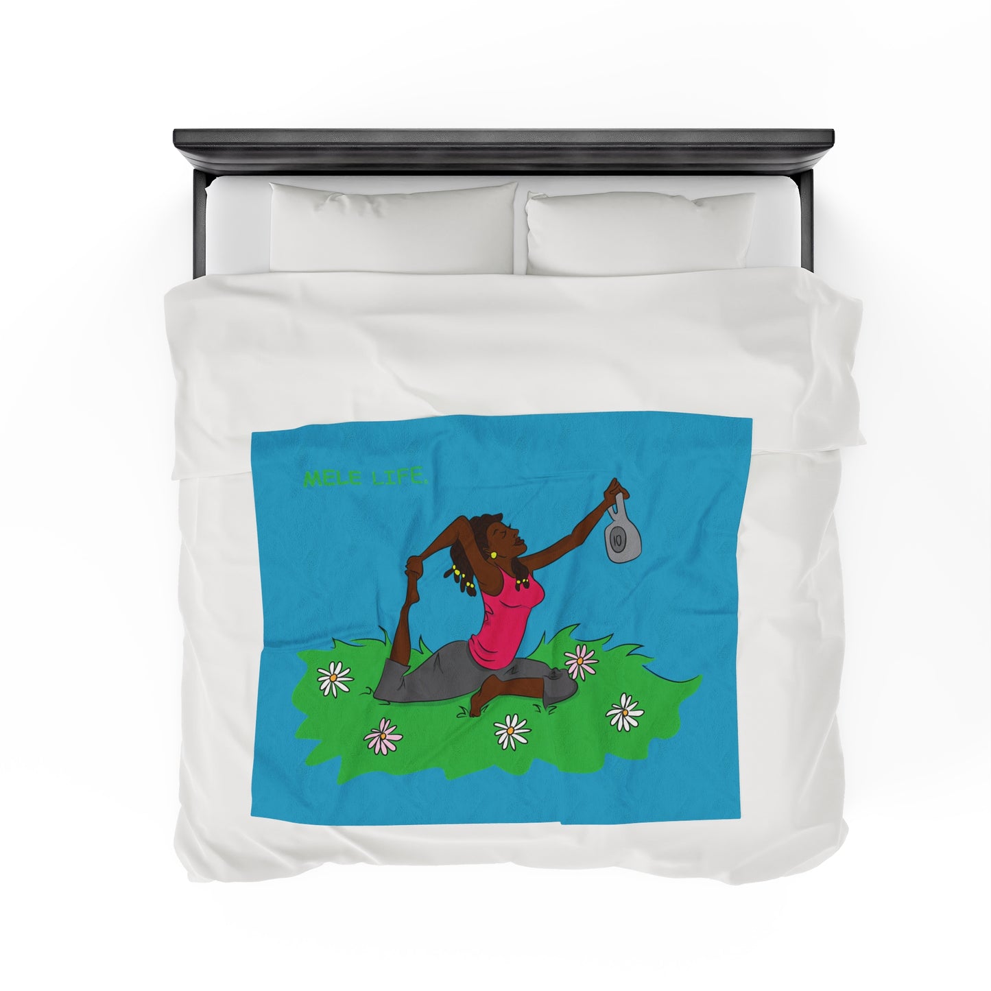 Blanket Velveteen Plush - Yoga Lady 2 (turquoise)