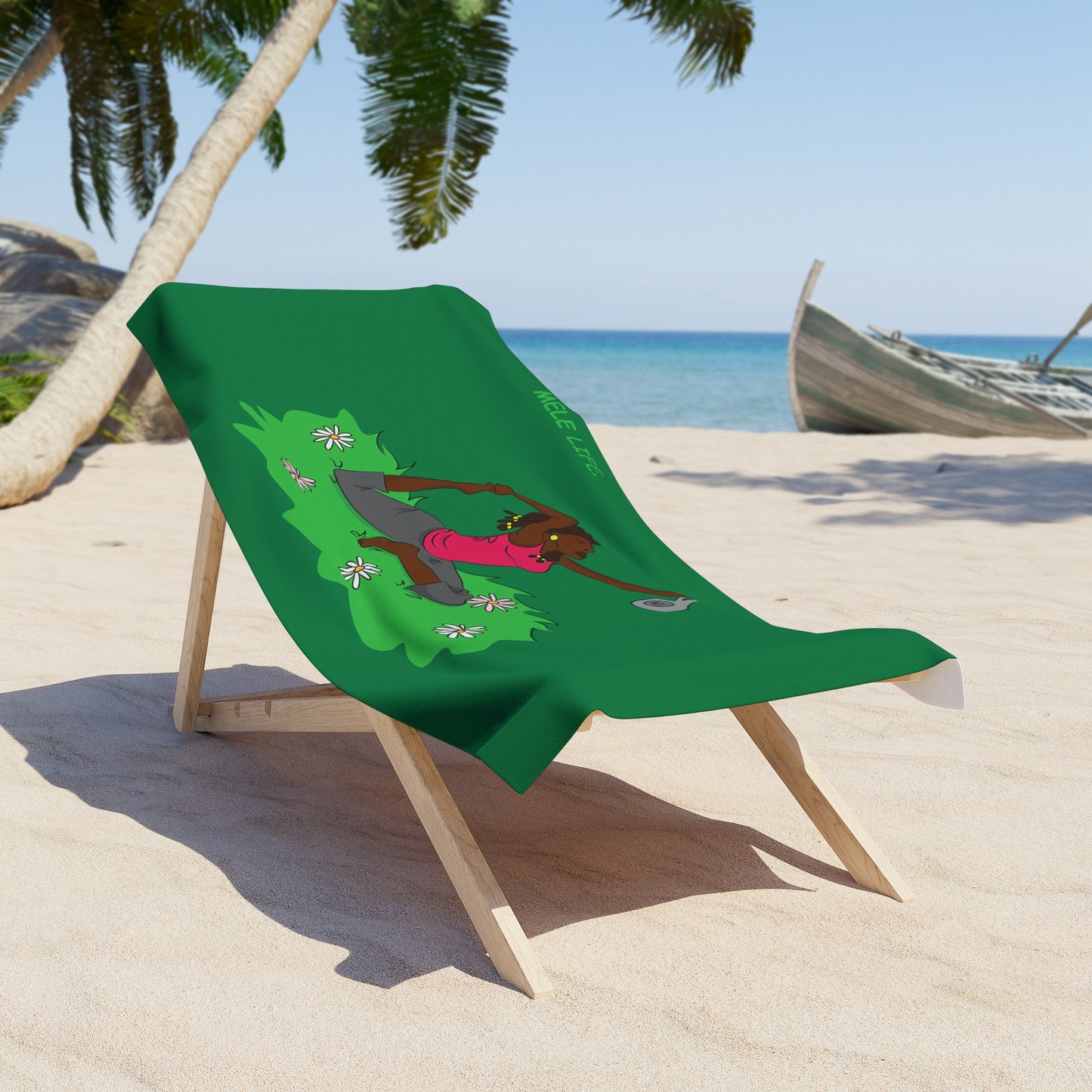 Beach, Bath & Pool Towel - Yoga Lady2 (green)