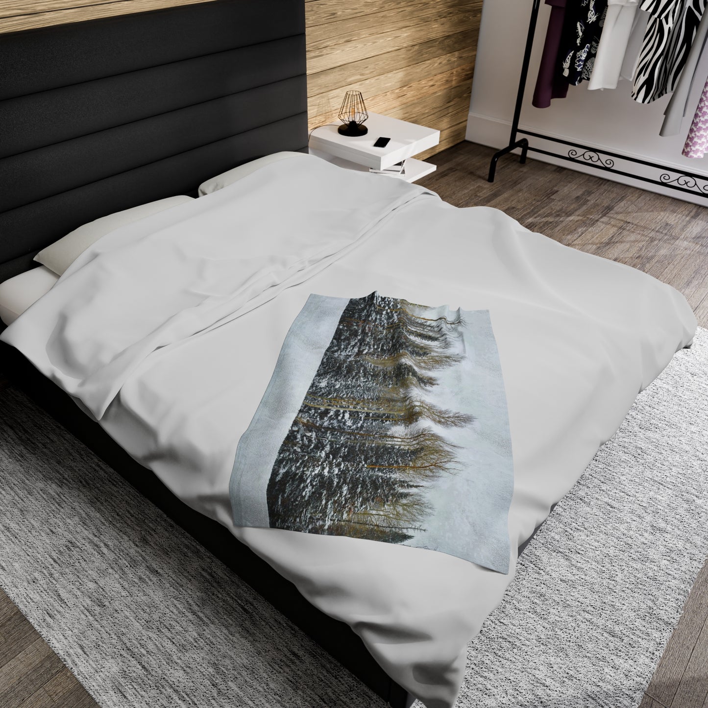 Blanket Velveteen Plush - Forest Winterscape