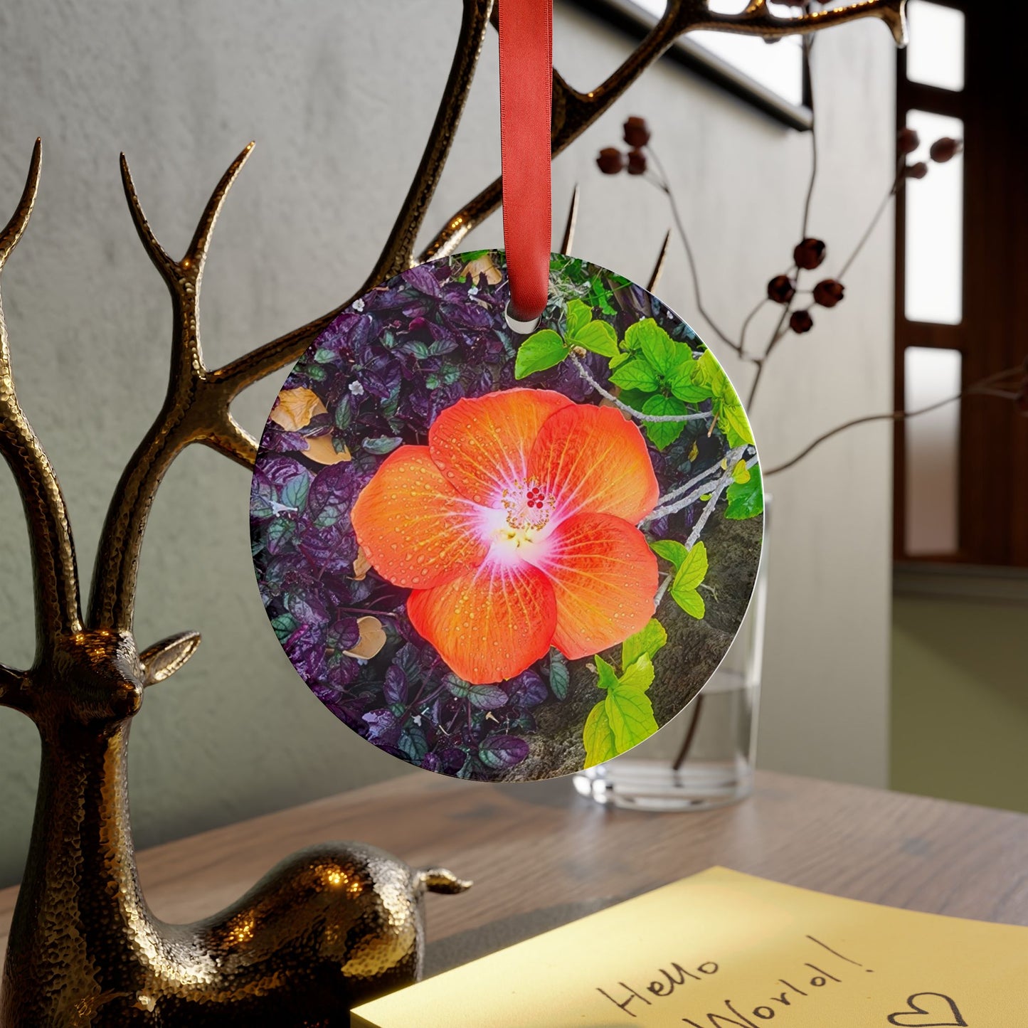 Holiday Acrylic Ornament - Hibiscus flower  (Hawaii)