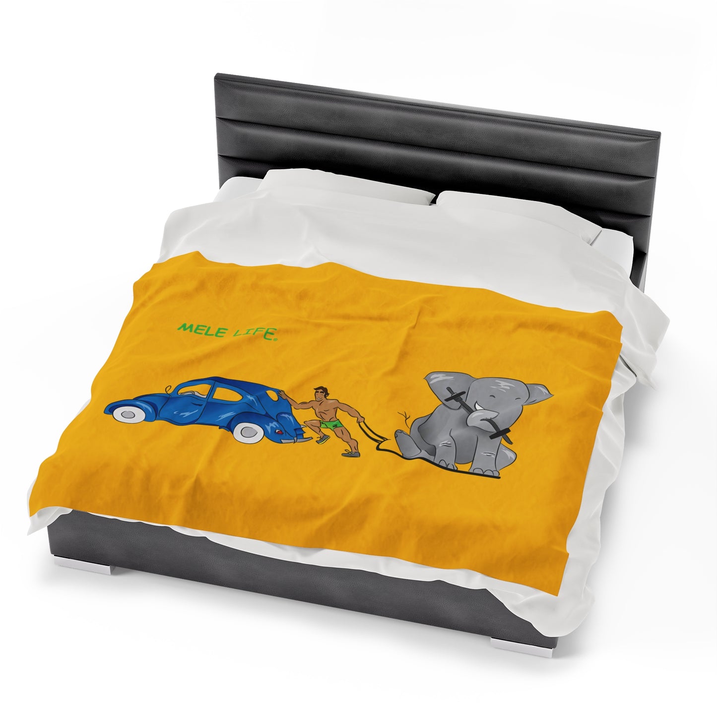 Blanket Velveteen Plush - Strong Brown Man (yellow)