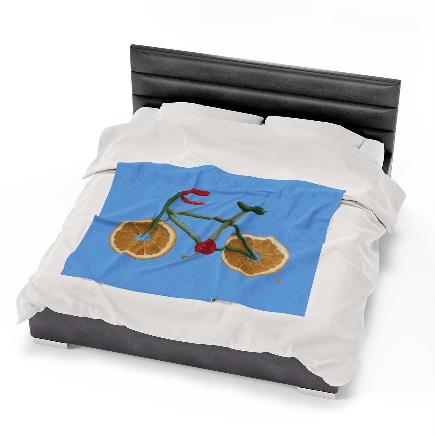 Blanket Velveteen Plush - Veggie Bike (light blue)