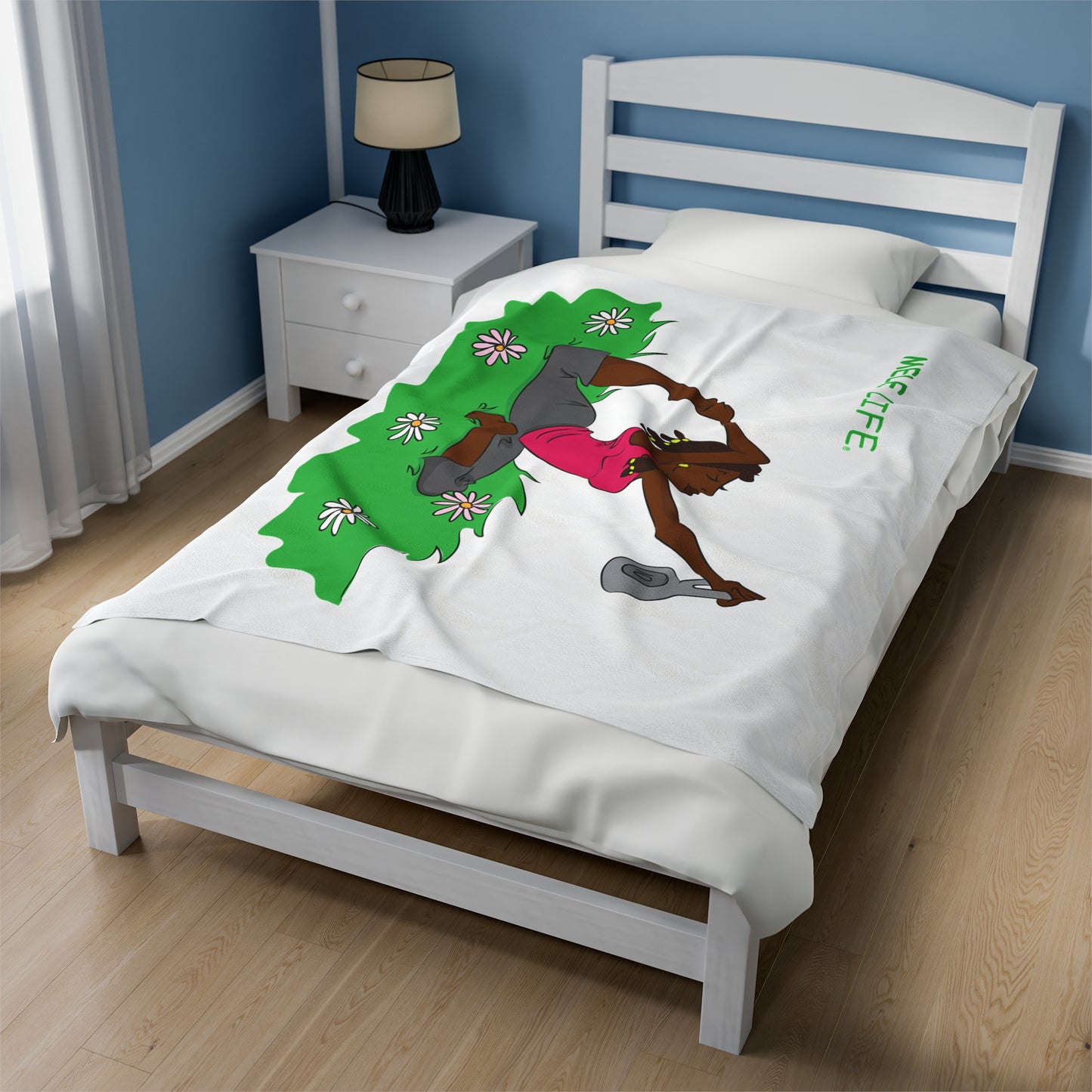 Blanket Velveteen Plush - Yoga Lady 2 (white)