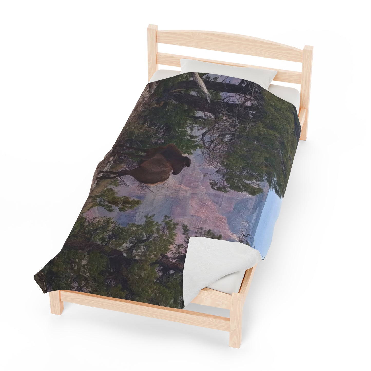 Blanket Velveteen Plush - Elk on rim of Grand Canyon