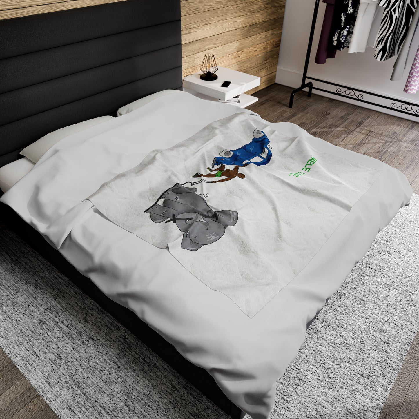 Blanket Velveteen Plush - Strong Black Man (white)