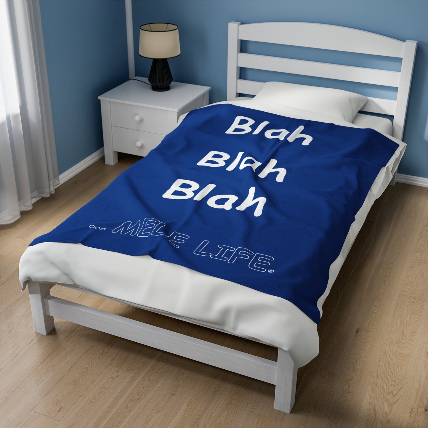 Blanket Velveteen Plush - Blah Blah Blah (dark blue)