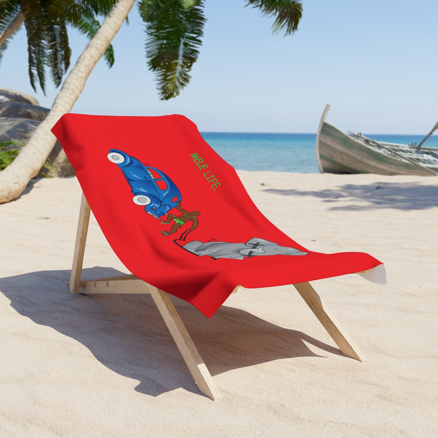 Beach, Bath & Pool Towel - Strong Black Man (red)