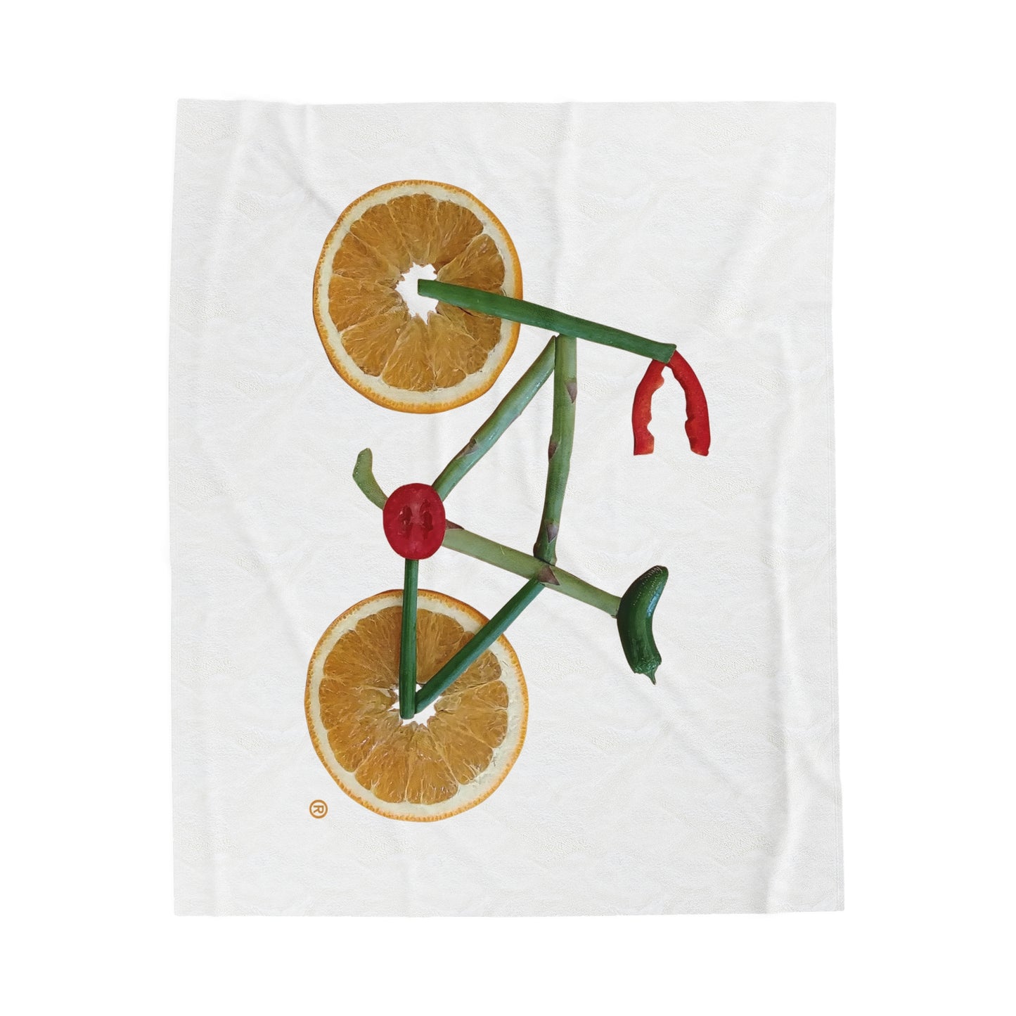 Blanket Velveteen Plush - Veggie Bike (white)