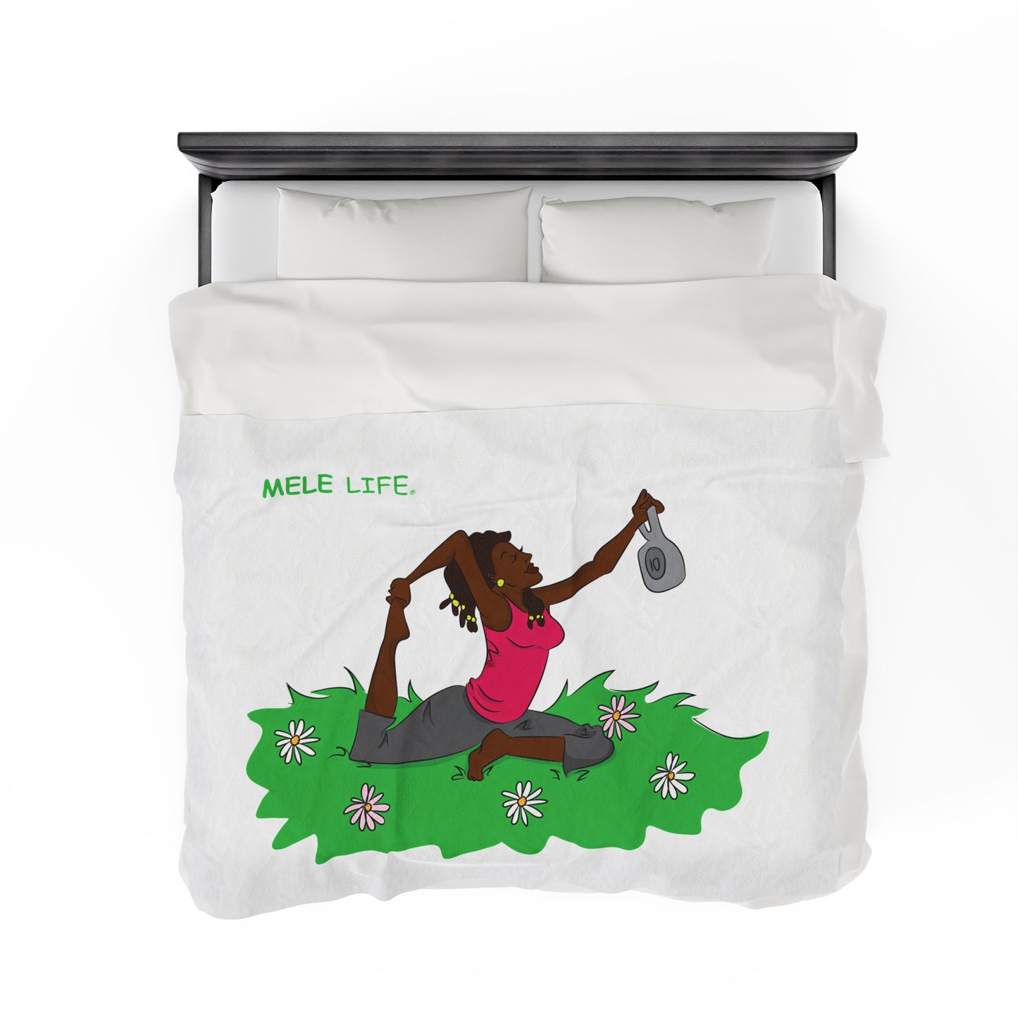 Blanket Velveteen Plush - Yoga Lady 2 (white)