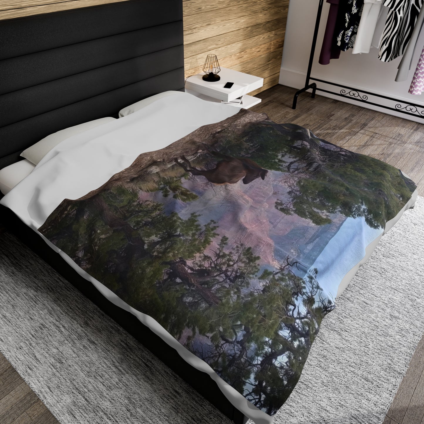 Blanket Velveteen Plush - Elk on rim of Grand Canyon