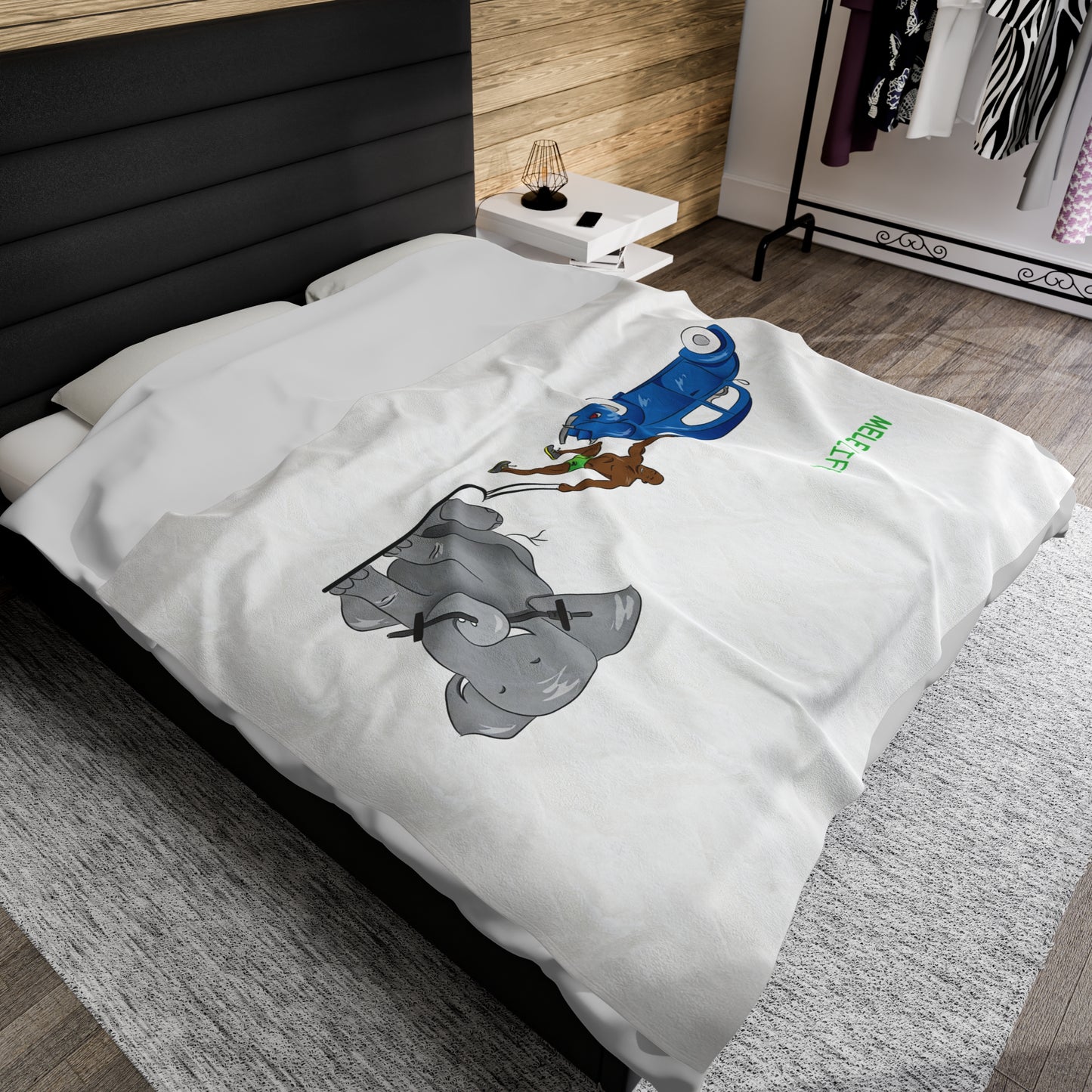 Blanket Velveteen Plush - Strong Black Man (white)