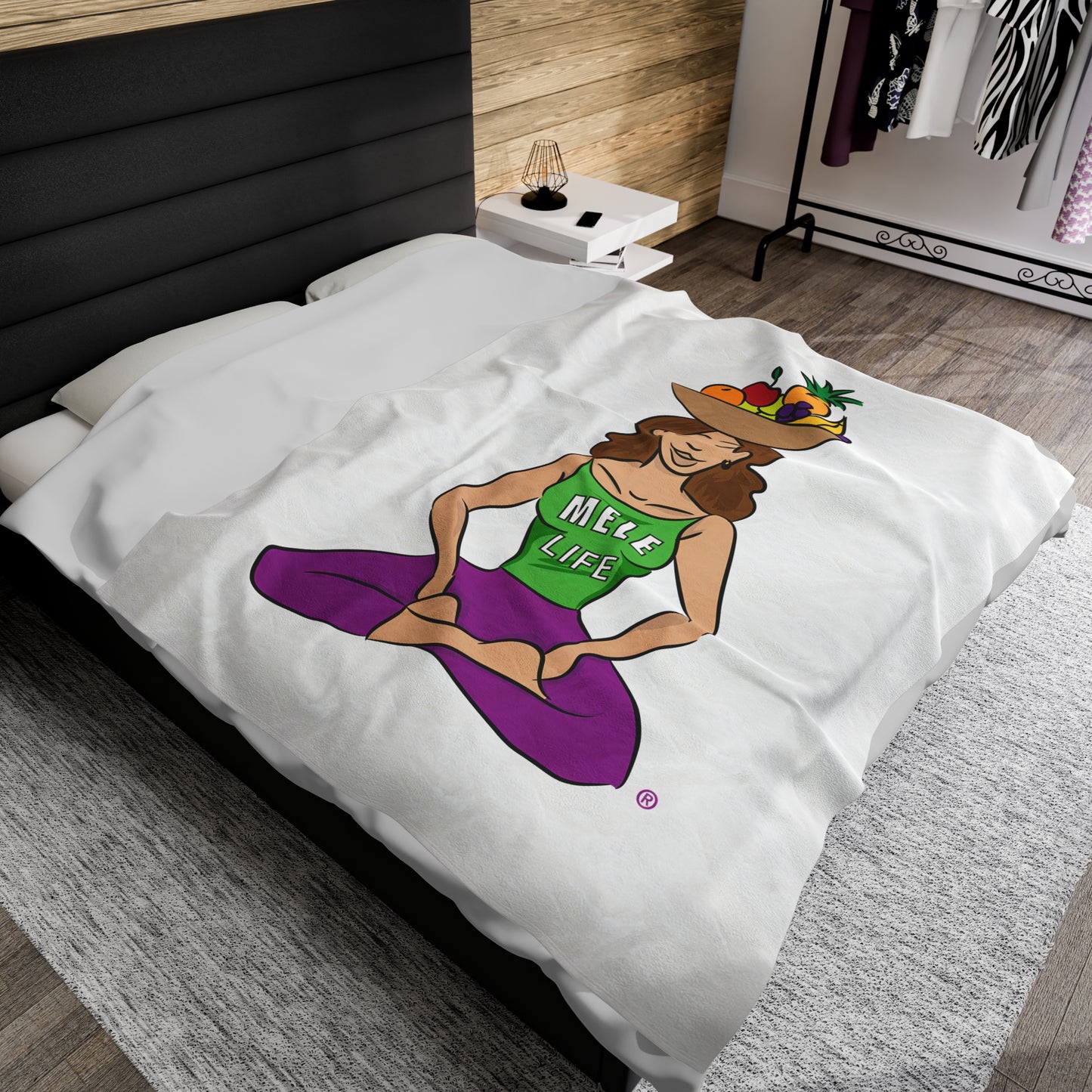 Blanket Velveteen Plush - Yoga Lady 1 (white)