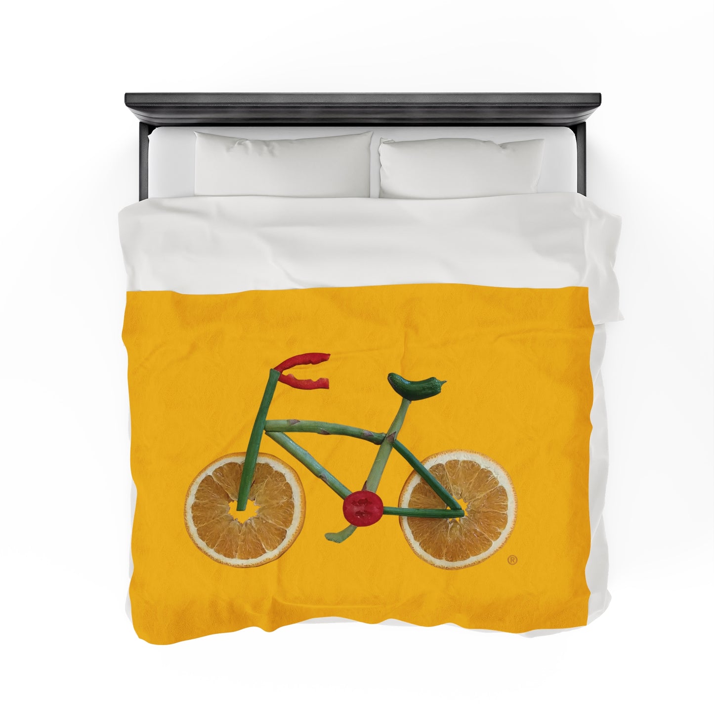 Blanket Velveteen Plush - Veggie Bike (yellow)