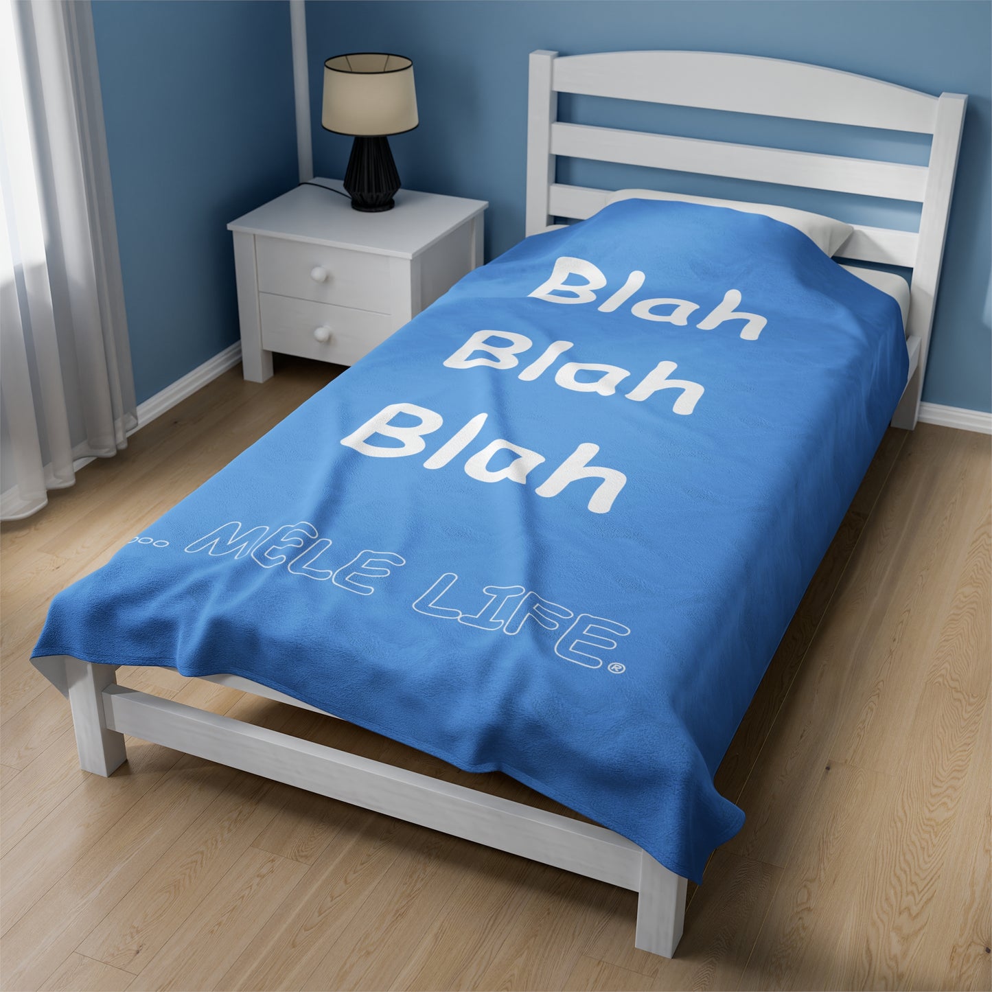 Blanket Velveteen Plush - Blah Blah Blah (light blue)