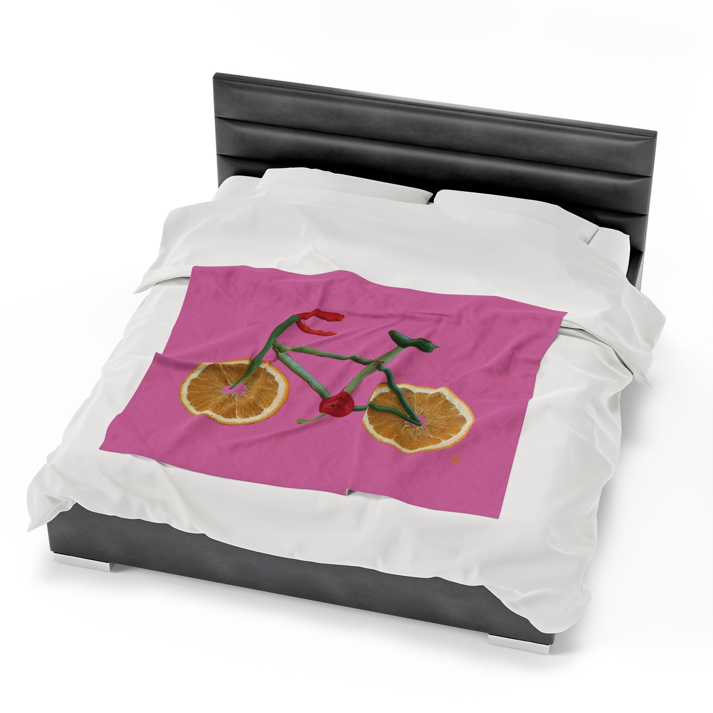 Blanket Velveteen Plush - Veggie Bike (pink)