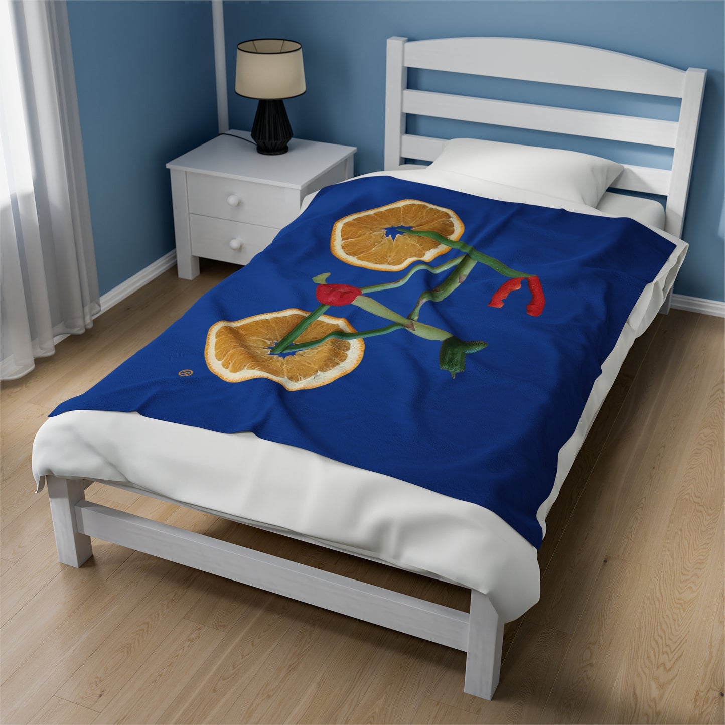 Blanket Velveteen Plush - Veggie Bike (dark blue)