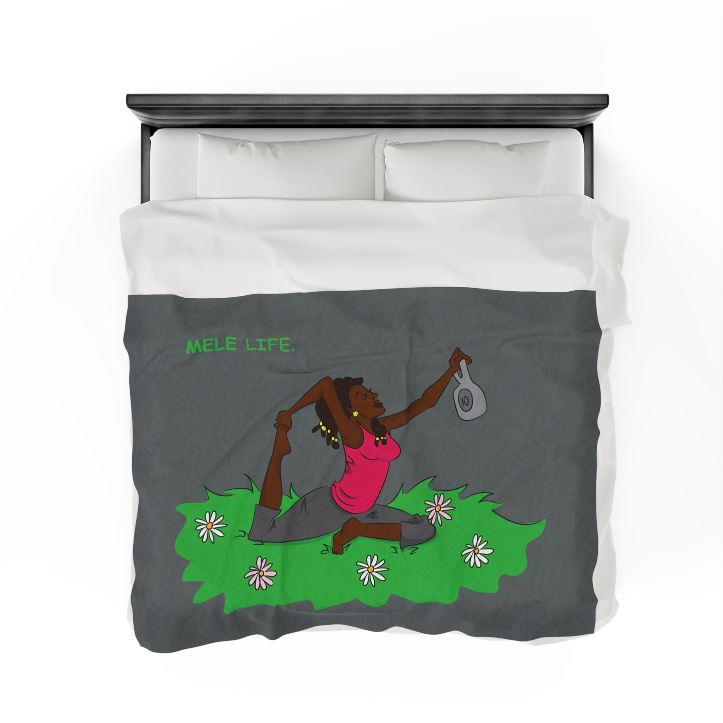 Blanket Velveteen Plush - Yoga Lady 2 (dark grey)