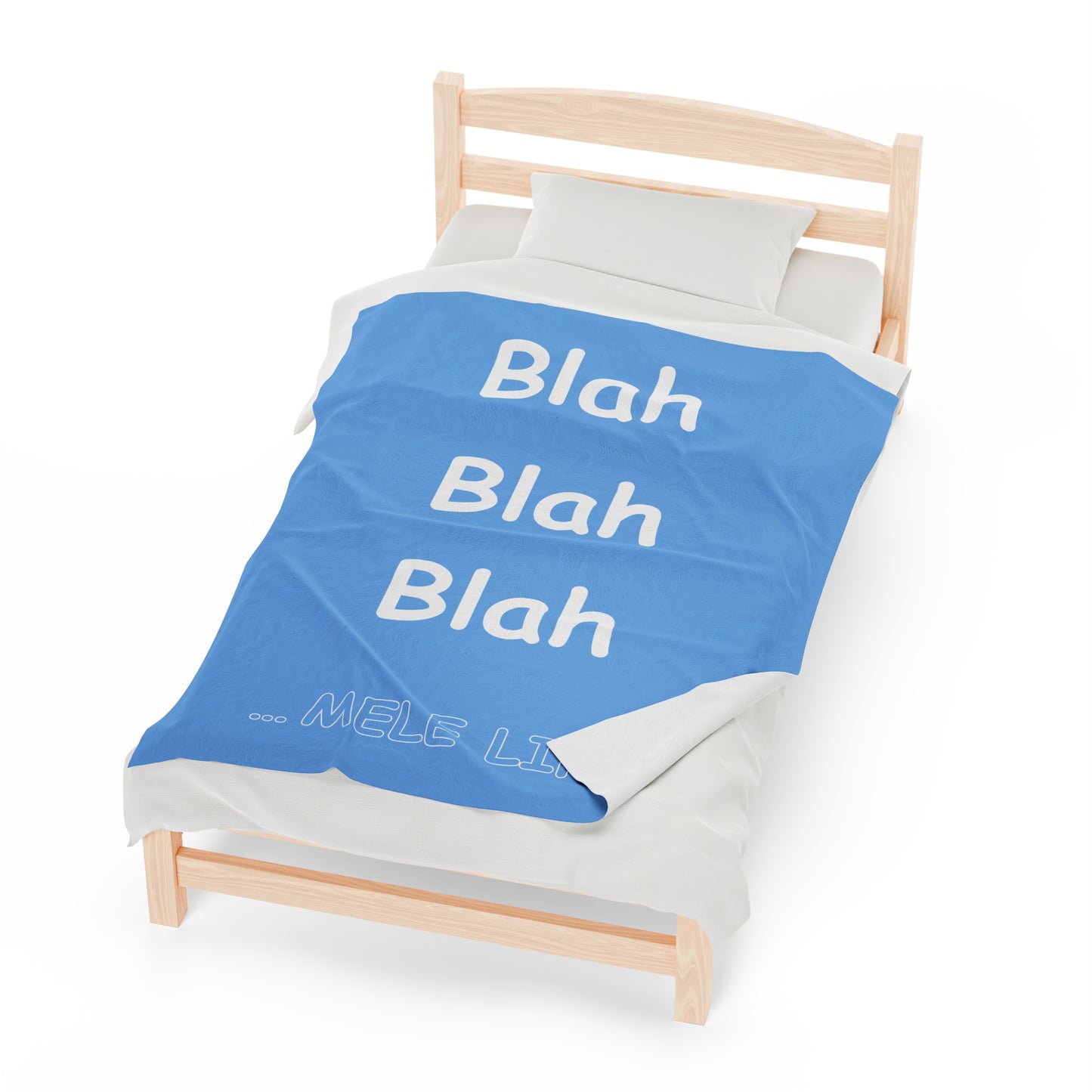 Blanket Velveteen Plush - Blah Blah Blah (light blue)