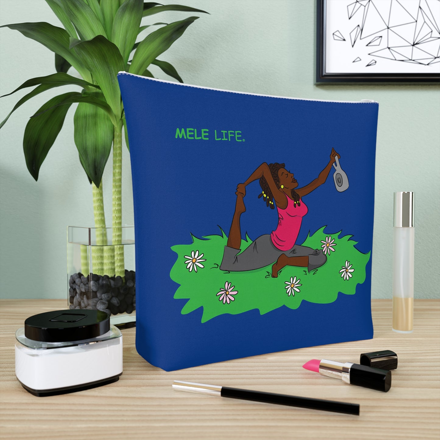 Cosmetic Bag - Yoga Lady2   (dark blue)