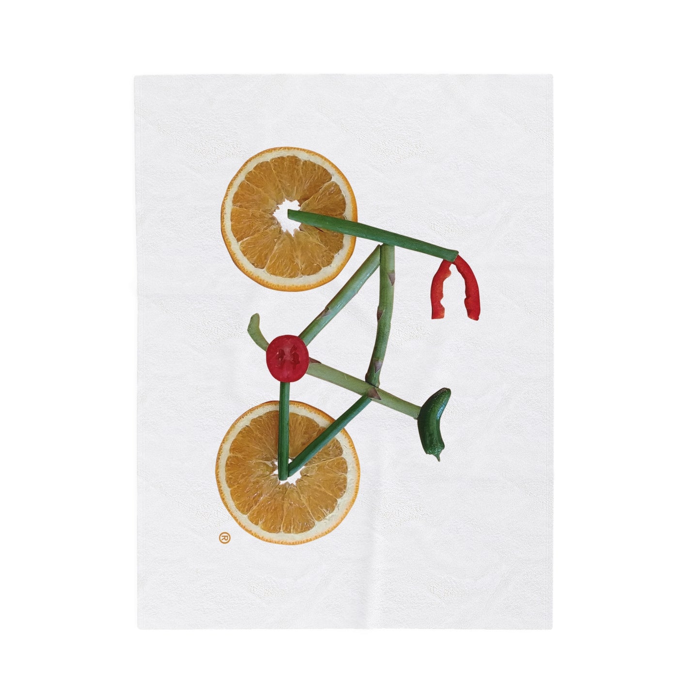 Blanket Velveteen Plush - Veggie Bike (white)